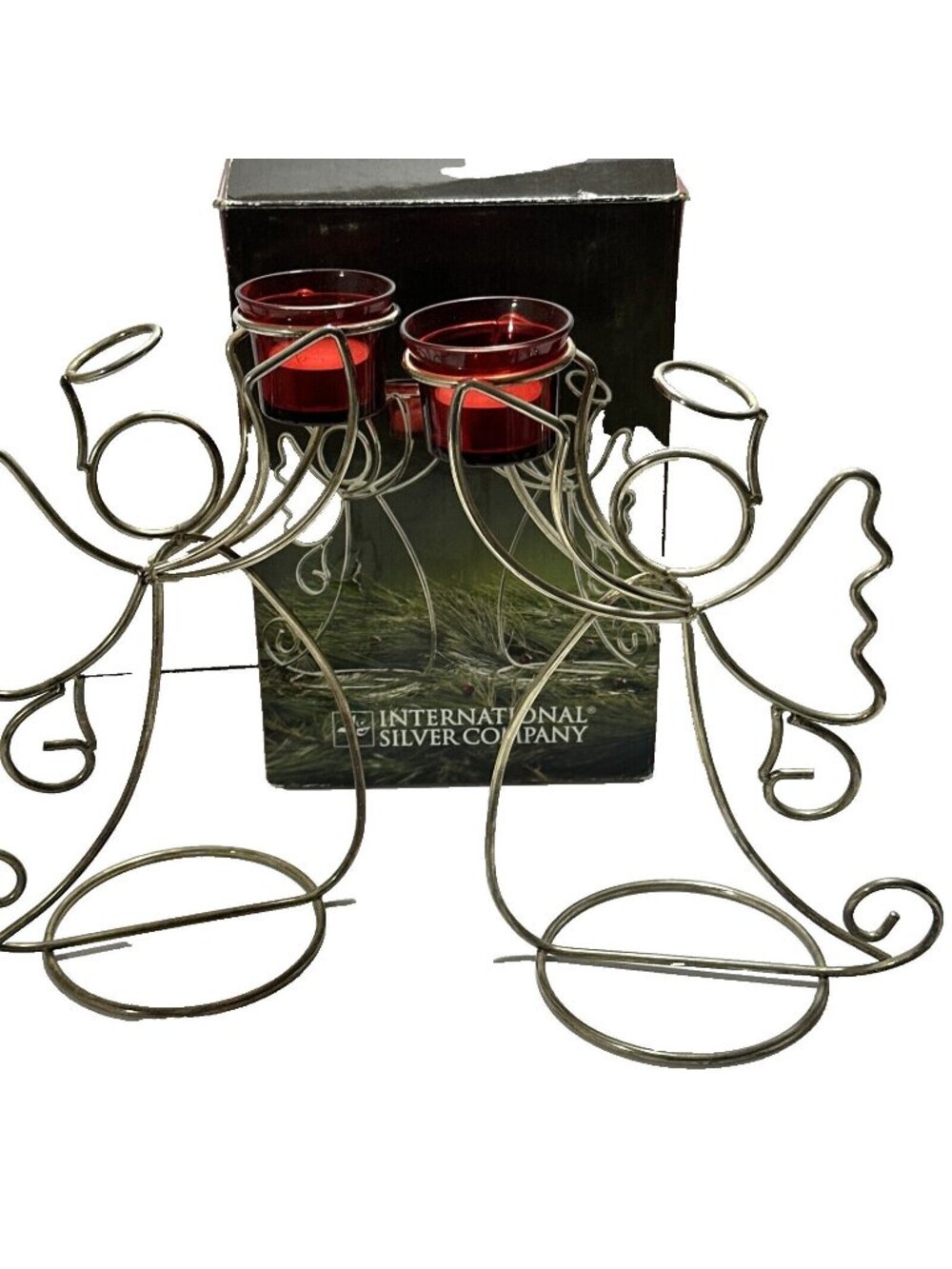 Contemporary Angel Votive Candle Holders Int'l Silver Company Plated Metal Wire